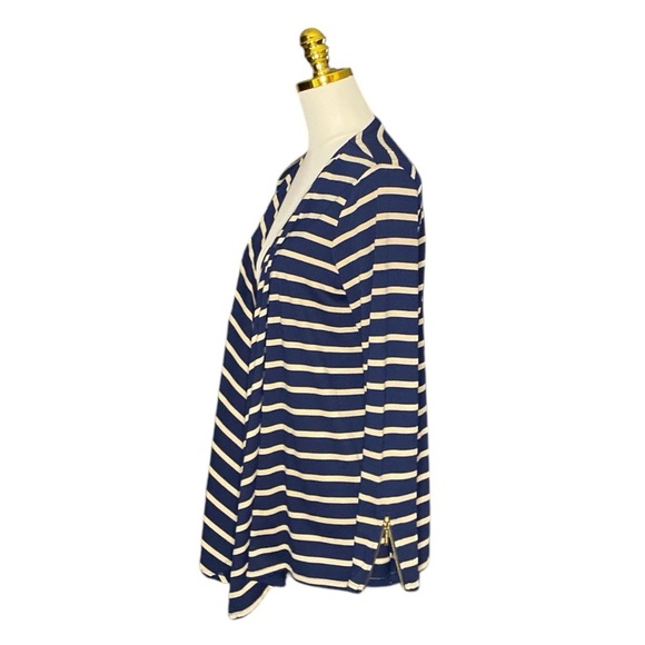 MICHAEL KORS Waterfall Womens Lightweight Cardigan Navy & Tan Striped Cardigan L - Picture 4 of 9